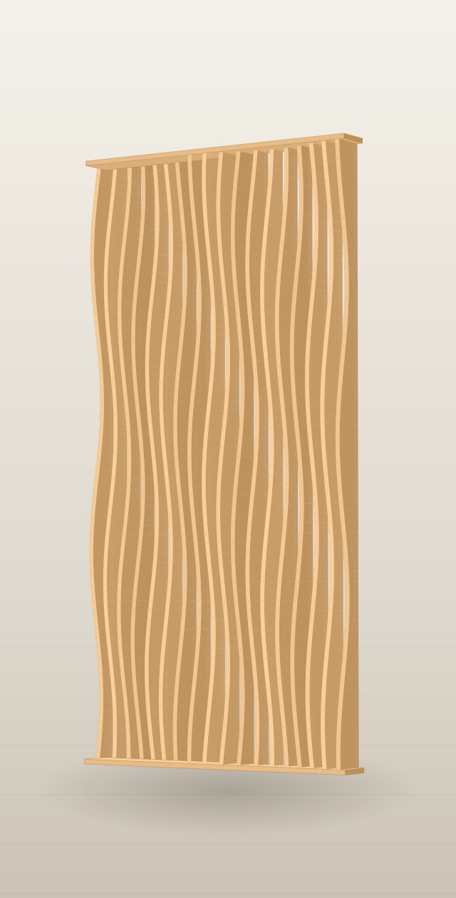 Vue 3D du claustra bois sur mesure modèle Progressif